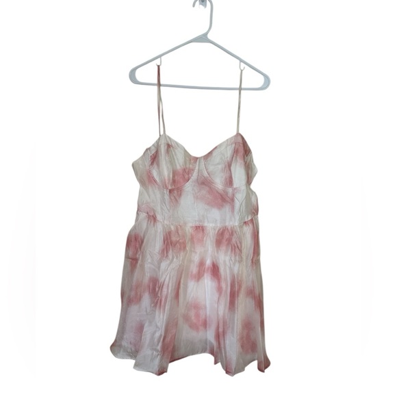 Freesia Chiffon Bustier Mini Dress Size XL Pink Ivory Spaghetti Straps NEW - Picture 4 of 15